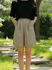 Hnewly Shorts Women Wide Leg Sweat with Soft Cotton Blend and Side Pockets Ideal for Homewear Vacation Casual Korean Style Looks