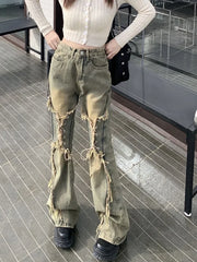 Hnewly trashy outfits Oversize American Retro Straight Casual Pants Y2k Grunge High Waist Loose Wide Leg 2024 New Bell Bottom Jeans Women