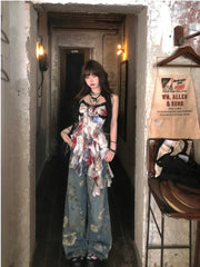 Hnewly 2000s Vintage Y2k Blouse Women Casual Sleeveless Elegant Retro Camisole Female Sexy Irregular Shirts Design Fashion Summer Vest