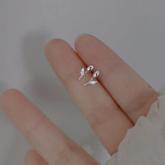 Hnewly Silver Minimalist Zircon Flower Tulip Stud Earrings for Women Girls Student Piercing Earrings New Accessories Gifts