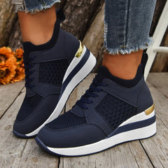 Lunivop Women Mesh Breathable Casual Shoes Woman Lace-up Vulcanized Shoes Ladies Platform Sneakers Female Shoes