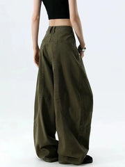 Hnewly Y2K American Retro Cargo Jeans Women High Waist Streetwear Loose Wide Leg Denim Pants Bf Hip Hop All Match Straight Pants New