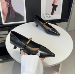 Lunivop French Vintage Pointed Mary Jane Shoes for Women Spring Workwear High Heels Woman Stiletto Heels Office Leather Shoes