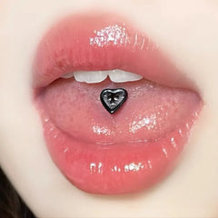 Hnewly 1Pc Trendy Sweet Cool Style Stainless Steel Heart Tongue Stud Unique Body Piercing High Quality Gift