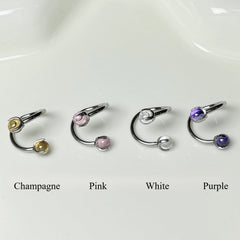 Hnewly Transparent Multi-Color Beaded S-Shaped Titanium Steel Internal Thread Labret Stud S-Ring Niche Edgy Girl Piercing Jewelry Gift