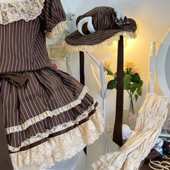 Hnewly Lost Cherry Lolita Original Design Hazelnut Sea Salt Bear Ribbon Hats Hand Sleeves Lolita Cosplay Accessories