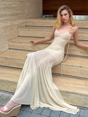 Hnewly 3d Flower Maxi Dress Women Y2K Double Deck Low-Neck Halter Bandage Backless Vacation Summer Trend Elegant Vestidos