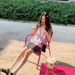 Hnewly Vintage Floral Skirt Women Japanese Style Elegant Sweet Mid Skirt Black Harajuku Y2k Fashion Short Skirts Aesthetics