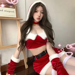 Hnewly Hot Christmas Outfit Super Sexy Santa Cosplay Costumes For Women Holiday Party Club Performance Photoshooting Seductive Tempting