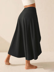 Hnewly European and American women's dress irregular temperament elegant flounces sag fashion solid color skirt
