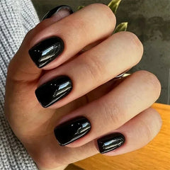 Hnewly 24pcs Artificial Nail Art Fake Nails Full Coverage Removable Ballet Short Press On Nails tips Chips Waterproof Solid Colour set