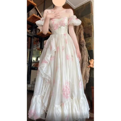 Hnewly Draping Effect off-Shoulder Dress for Women Seaside Vacation Style Super Fairy Women's Skirt