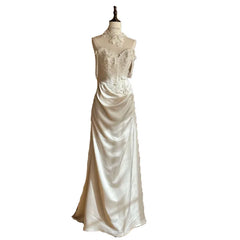 Hnewly French Satin Retro Lace Light Wedding Dress Heavy Bridal Dress Evening Gown Light Luxury Satin Fishtail Exit Veil Customized