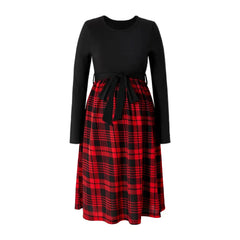 Hnewly Maternity Dress Pregnancy & Nursing Clothes Leisure Comfort Long Sleeve O-Neck Red Black Checkered for Pregnant Women