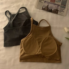 Hnewly Camis Women Backless Inner Crop Top Sexy New Basic Students Fashion Ins Bottoming Clothing Solid Simple Harajuku Leisure Sweet