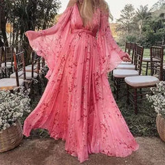Hnewly Maternity Dress for Photoshoot Women Summer Floral Thin Chiffon Ankle-Length Dresses Pregnancy Sukienka Female Belly Beach Dress