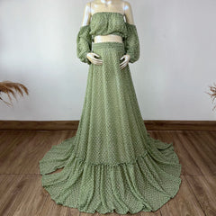 Hnewly Maternity Maxi Long Dress for Baby Shower Photography Evening Party Two Pieces Set Pregnant Woman Clothing