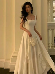 Hnewly Elegant Women White Spaghetti Strap Midi Dress French Ruffles Slim Waist A-line Pleated Vestidos Vintage Evening Party Robe