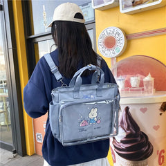 Hnewly Cartoon Computer Bag Backpack Female Pu Bag Women's Backpack Fashion School Bag for Girls High Quality Leisure Shoulder Bag