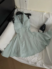 Hnewly Summer Women Korean Evening Mini Dress A-line Halter Frock Birthday One-Piece 2000s Aesthetic Prom Gown Shoujo Vacation