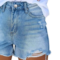 Hnewly Fashion Streetwear Versatile Denim Trousers for Lady Classic Washed High Waist Slim A-line Wide-leg Shorts