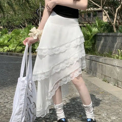 Hnewly Women's Summer Skirt Irregular Cake Skirt Medium length Skirt