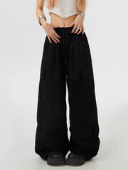 Hnewly Streetwear Y2K Cargo Pants Women Vintage Harajuku High Waist Wide Leg Trousers Casual Loose American Bf Retro Hip Hop Pant