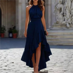 Lunivop Womens Halter High Split Sleeveless Ruffle Formal Cocktail Party Floor Length Evening Long A-Line Mermaid Maxi Dress