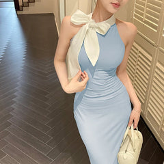 Hnewly DRESS TO IMPRESS Women's Hot Sweetheart Long Dress Casual Fashion V-Neck Temperament Slim Package Hip Fluttering Strap Shrinking Pleated Dresses