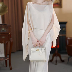 Hnewly Ice Silk Snowflake Sun Protection Clothing Women Summer Outerwear Thin Asymmetrical Shawl Coat with Sling Skirt Cover up