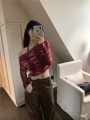 Hnewly Sweet Mesh Long Sleeve Sun Protection T-shirts Summer See Through Thin Tee Shirt 2025 New Sexy Slim Fit Top for Women