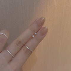 Lunivop Needle Shiny Zircon Stud Earrings Women Style Cute Sweet Jewelry Accessories Simple Fashion Jewelry Accessories