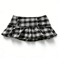 Lunivop New Euramerican Low Waist Sweet Cool Girl Skirts Y2k Aesthetic Constrast Color Plaid Pleated Jupe Harajuku Buttons Design Skirts