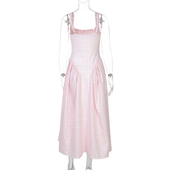 Hnewly Maternity Photography Gingham Dresses Sleeveless Strap Pregnancy Photoshoot Outfit Gender Reveal Dress Elegant Maternity Gown