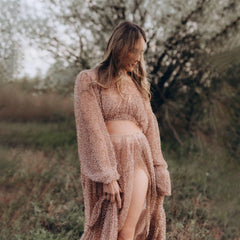 Hnewly Textured Tassel Top Maxi Skirt Set Photography Props Pregnant Women Portrait Picture Shooting Outfits Outdoor Posing Garment
