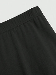 Hnewly New French High-Waist Retro Knitted Ruched High-Slit Midi Skirt Black Versatile Slim Plus Size Female Clothing Elegant Party