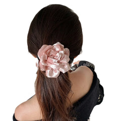 Hnewly 1 Pc New Year Red Velvet Floral Banana Clip, Stunning Atmosphere Hair Accessory, New Arrival Back-of-Head Claw Clip for Updo