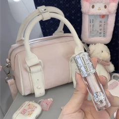Hnewly Sweet Pink Boston Bag Women Ladies Cute Minimalist Versatile Harajuku Shoulder Crossbody Bag Commuter Work Tote Purse
