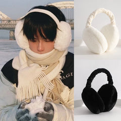 Hnewly Soft Plush Ear Warmer Winter Warm for Women Men Fashion Solid Color Earflap Outdoor Cold Protection EarMuffs Ear Cover
