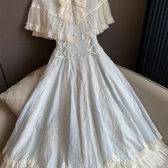 Hnewly Women Dresses Japanese Style Ruffles Bandage Bows Lolita Long Dress Spring Summer Vintage Grils Vestidos Mujer