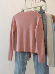 Hnewly Blue Knitted Cardigan Sweater Women's French Autumn Winter Soft O-neck Single Breasted Outwear Elegant Long Sleeved Slim Top