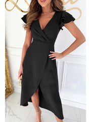 Hnewly Women's Solid Color Dress Sexy Deep V Neck Short Sleeve Bodycon Package Hips Party Dresses Female Fashion Casual Dress