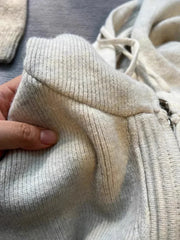 Hnewly Gray Hooded Sweater Coat Autumn Winter Double Zipper Long Sleeve Loose Fashion Korean Soft Thickened Knitted Tops Coats