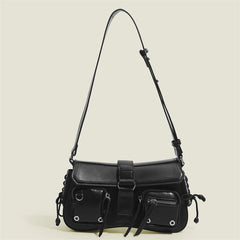 Hnewly Goth Punk Cool Women's Underarm Bag Hot Girls Shoulder Bags Fashion Design PU Leather Female Handbags Tote Purse with Zipper