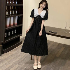 Hnewly French Vintage Midi Dress Women Elegant Sweet Party Princess Dress Female Korean One-piece Dress Wedding Gothic Clothes New
