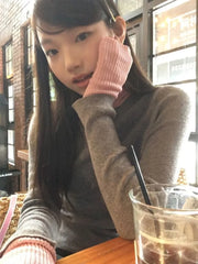 Hnewly Vintage Fake Two Piece Knitted Tops Mujer 2025 Autumn Winter Half-high Collar T-shirt for Women Y2k Slim Fit Long Sleeve Tees