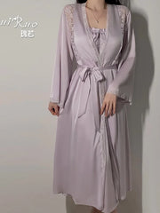 Hnewly Summer Fashion Women's Clothing Long British Style Lace Pattern Tie up New Silk Patchwork Long Sleeved Elegant Dress