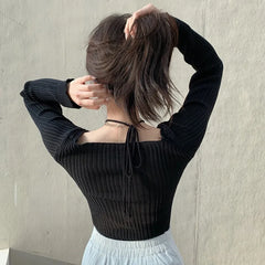 Hnewly Womens Korean version Long Sleeve Sweater Off Shoulder Sexy Knitted Pullover Jumper Sweaters Knit Sweater Casual Loose Blouse