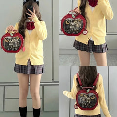 Hnewly New Girl Harajuku Niche Design Apple Crossbody Bag Handbag Sweet Style Cute Ita Bag Y2K Backpack Preppy Style ItaBag