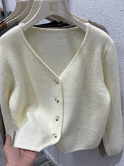 Hnewly New Women's Sweaters Fashion Loose All-match Knitwear Coats Spring Autumn Korean Lazy Style V-neck Single-breasted Top